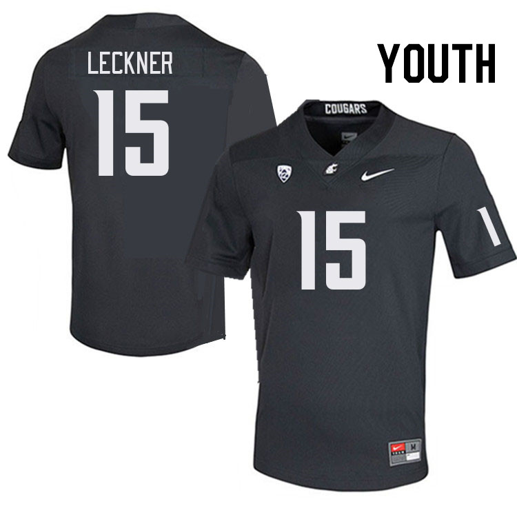 Youth #15 Trey Leckner Washington State Cougars College Football Jerseys Stitched Sale-Charcoal